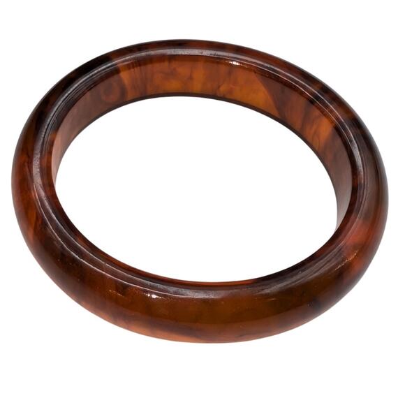 Vintage Rootbeer Bakelite Oval Bangle Bracelet - Picture 2 of 6